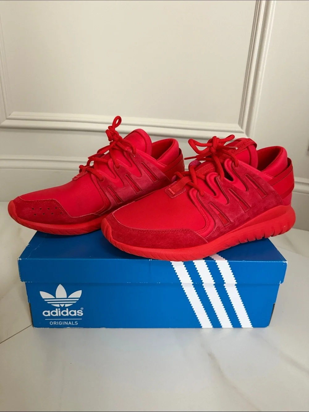 adidas Men's Tubular Nova Bright Red Athletic Sneakers